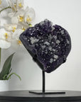 Top Grade Deep Purple Amethyst Stone with Calcite Formations - MWS2777