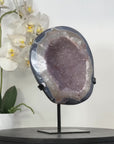Natural Blue Agate & Amethyst Geode on Stand - MWS3022