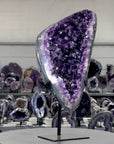 Deep Purple Amethyst Geode on Metal Stand – Stunning Decor Statement Piece - MWS2717