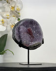 Amethyst Geode on Stand with Red Hematite & Calcite Formation