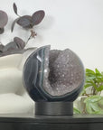 Premium Natural Banded Agate & Quartz Druzy Sphere Geode - SPH0168