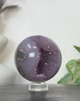Amethyst & Agate Sphere Geode with Druzy Crystal Interior - SPH0230