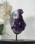 Large Amethyst Cluster on Metal Stand with Super Shinny Crystals - MWS2736