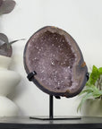 Natural Agate & Amethyst Natural Cave - Handmade Metal Stand Included - MWS3344