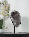 Grey Amethyst Geode on Metal Stand from Uruguay