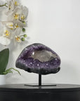 Natural Amethyst Geode With Calcite on Metal Stand - MWS2721