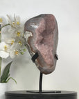 Quartz Geode with Pink Druzy Crystals – Natural Stone Display Specimen - MWS2803