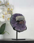Amethyst Geode with Calcite Formation on Stand – Natural Crystal Specimen - MWS2875
