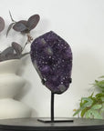 Natural Deep Purple Amethyst Cluster on Metal Stand - MWS3104