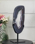 Amethyst & Agate Slice on Stand – Home Decor Crystal Display Specimen - MWS2673
