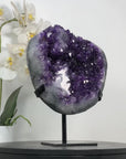 Natural Deep Purple Amethyst Geode on Metal Stand - MWS2783