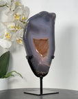 Agate Slice with Druzy Center - Blue Banding for Home Decor Display - MWS2655