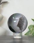 Agate & Quartz Druzy Sphere Geode with Crystal Cavity - SPH0235