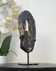 Natural Agate & Quartz Druzy Stone Portal with Metal Stand - MWS2237