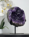 Amethyst Stone Geode with Hand Made Metallic Stand - MWS2433