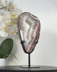 Jasper & Quartz Slice with Druzy Crystals - Stand included - MWS2923