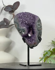 Amethyst & Green Jasper Geode on Metal Stand - MWS3101