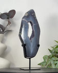Blue Banded Agate & Amethyst Geode Slice Portal - MWS3247
