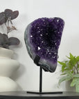 Unique Natural Amethyst & Green Jasper Specimen on Metal Stand - MWS3068