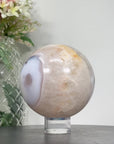 Natural Quartz & Agate Sphere with Wooden Stand with built-in LED Light - SPH0143