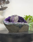 Deep Purple Amethyst Geode with Calcite Crystal - STGE0096