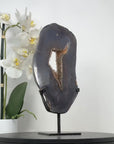 Large Agate & Quartz Druzy Portal - Geode Slice with Stand - MWS2245