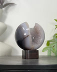 Banded Agate & Druzy Quartz Sphere Geode - SPH0206
