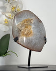 Natural Yellow Quartz Geode with Metallic Stand - MWS2425