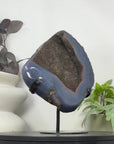Large Natural Blue Agate & Quartz Druzy Crystal Geode - MWS3361