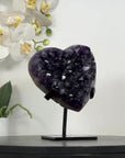 Dark Purple Amethyst Stone Heart with Metallic Stand - HST0328