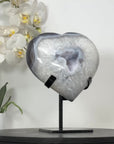 Blue Agate & Quartz Druzy Stone Heart from Uruguay - HST0357