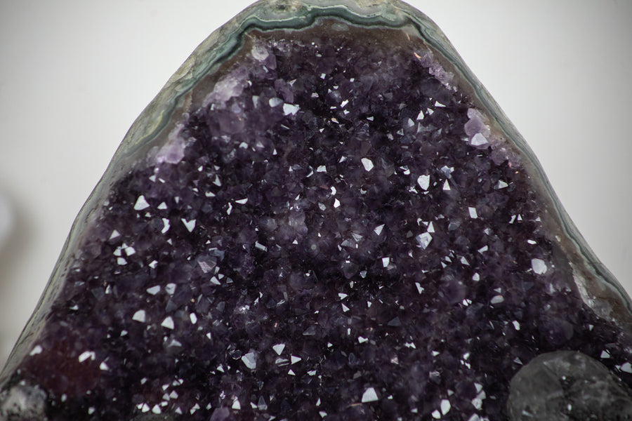 Unique Amethyst Cathedral with Stunning Calcite Formations and Jasper Shell - CBP0669