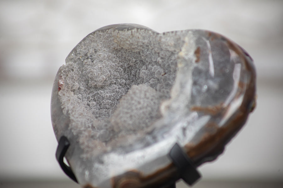Quartz Druzy Stone Heart, Stand Included - HST0102