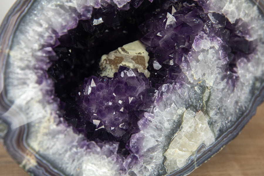 Unique XXL Natural Amethyst Geode with Calcite Formation - AMGE0108