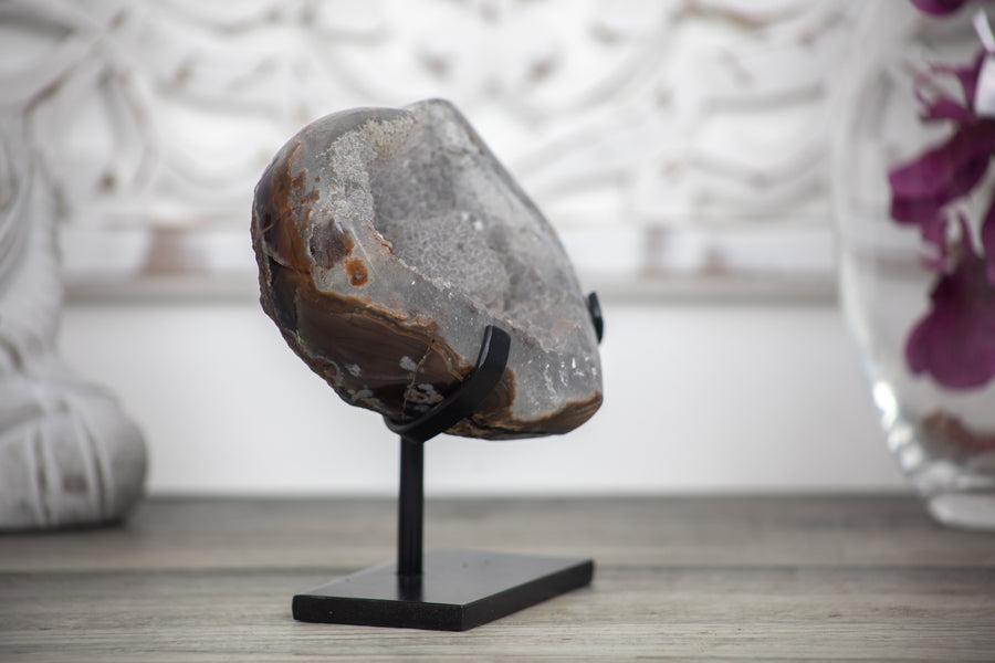 Quartz Druzy Stone Heart, Stand Included - HST0102