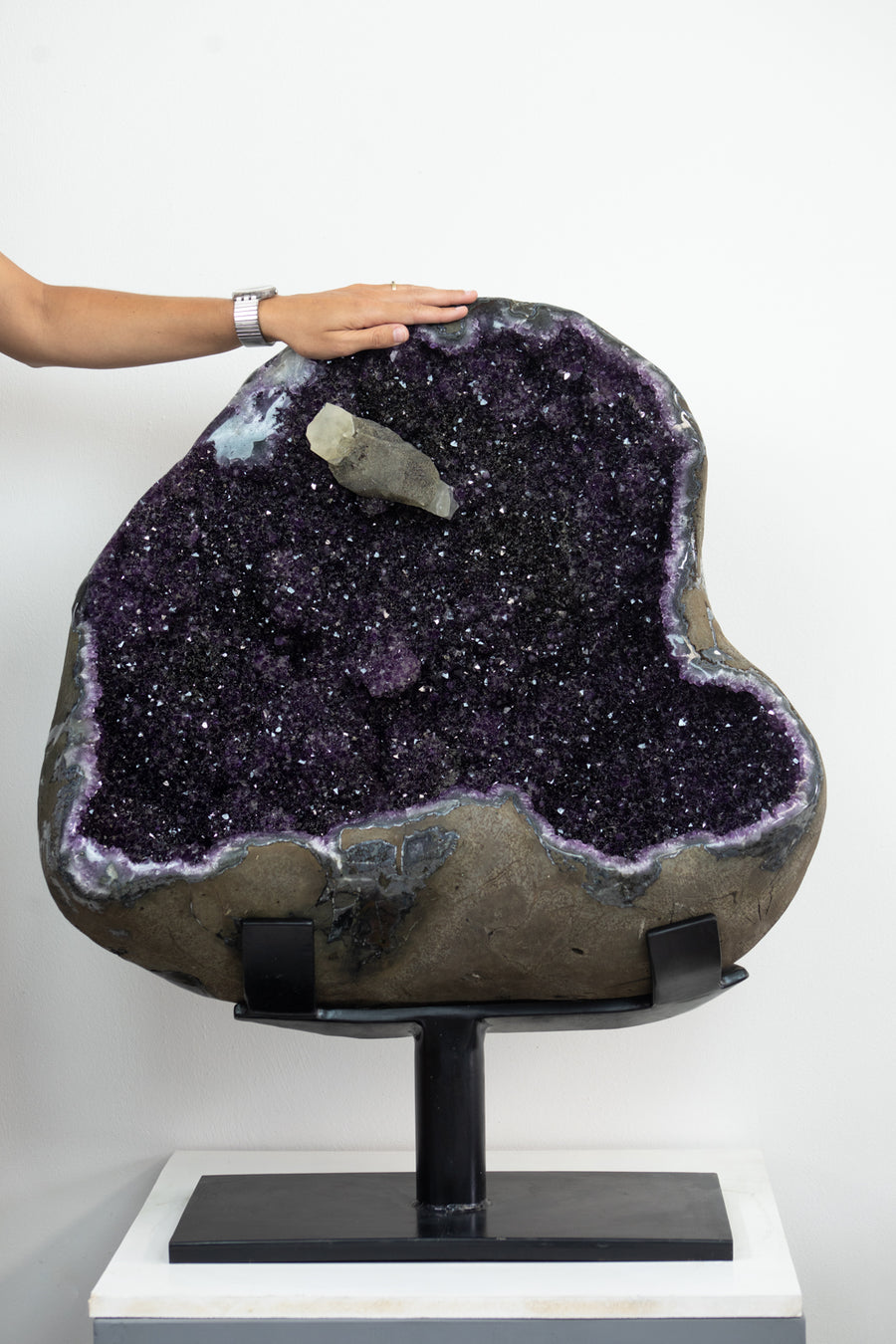 Magnificent Masive Natural Amethyst Geode with Unique Calcite Specimen - AWS1453