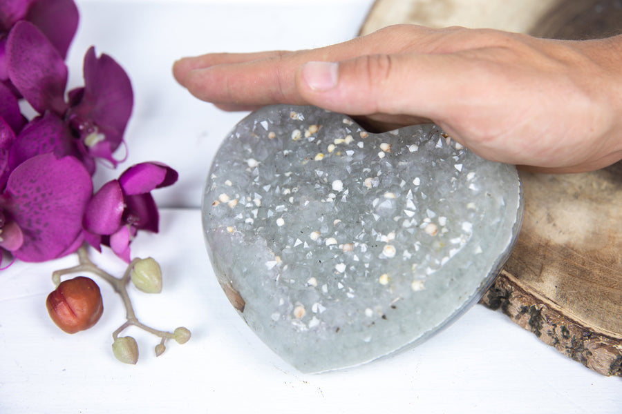 Beautiful Quartz & Agate Stone Heart - HQZ0002