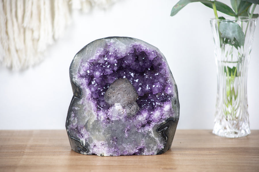 Amethyst Geode with Beautiful Calcite Crystal Specimen - MSP0178 - Southern Minerals 