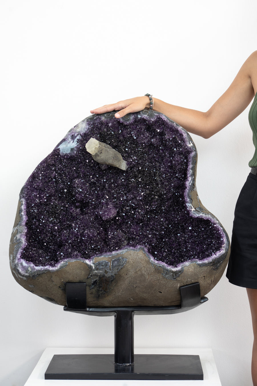 Magnificent Masive Natural Amethyst Geode with Unique Calcite Specimen - AWS1453