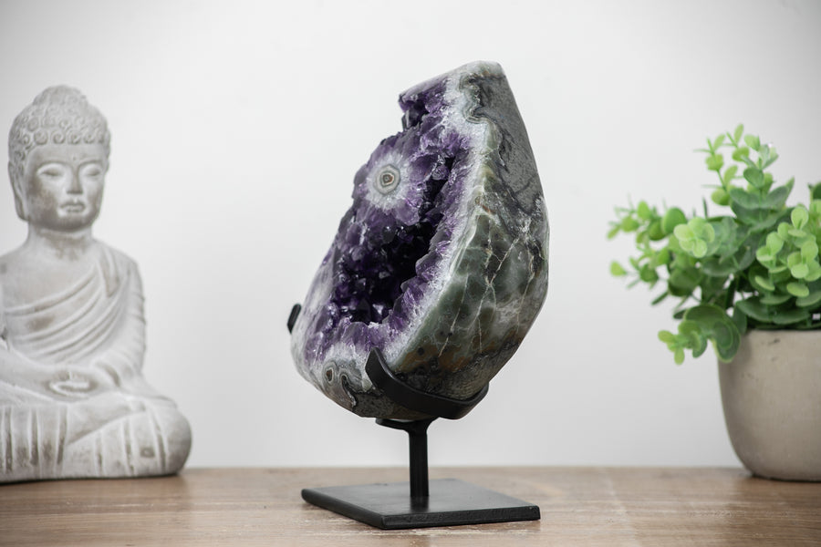 Large Natural Amethyst Stone Geode with Stalactite Eye Formation - AWS1166