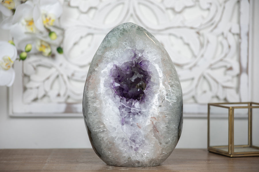 Stunning Huge Amethyst & Quartz Stone Egg Geode - STE0021