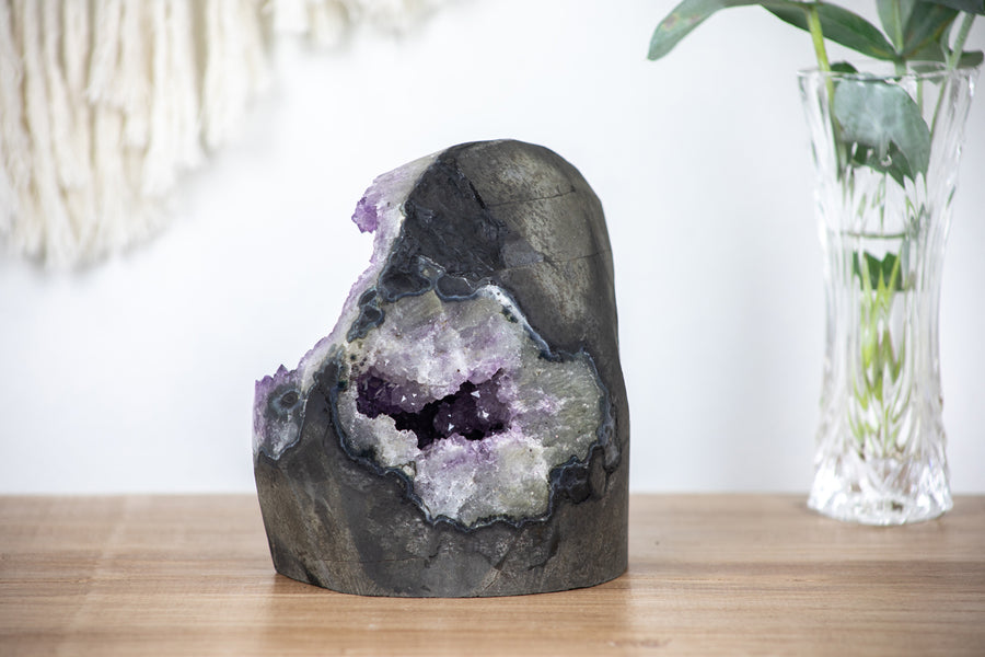 Amethyst Geode with Beautiful Calcite Crystal Specimen - MSP0178 - Southern Minerals 