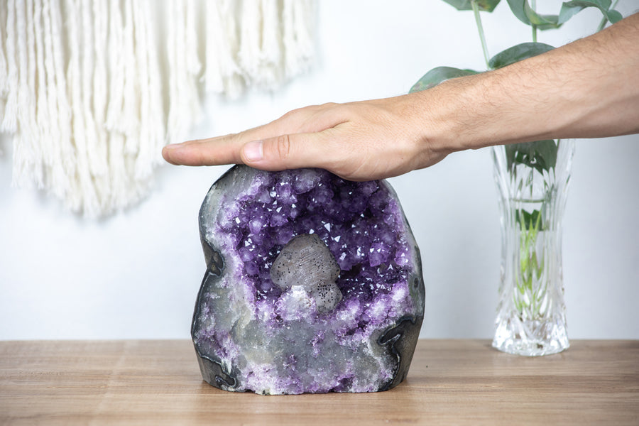 Amethyst Geode with Beautiful Calcite Crystal Specimen - MSP0178 - Southern Minerals 