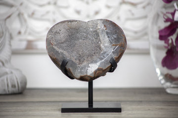Quartz Druzy Stone Heart, Stand Included - HST0102
