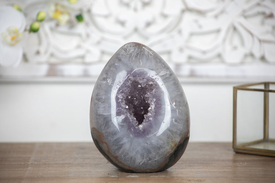 Stunning Amethyst & Quartz Selfstaning Stone Egg - STE0006