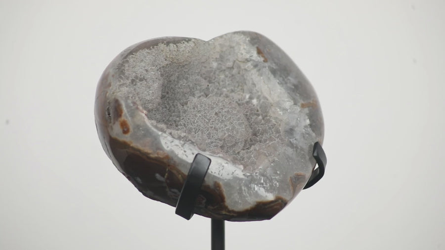 Quartz Druzy Stone Heart, Stand Included - HST0102