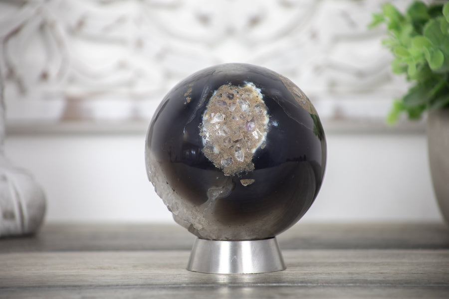 Natural Quartz and Agate Large Sphere Geode - SPH0095