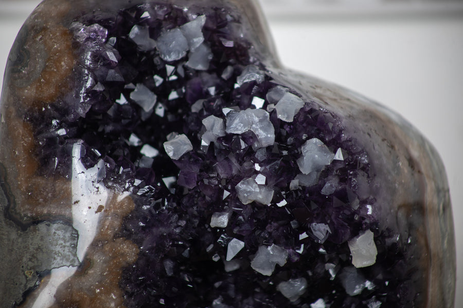 Unique Natural Amethyst and Jasper Stone Cathedral with Calcite Crystals - CBP0608