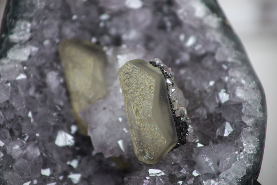 Quartz Geode with Rare Calcite Crystal Formation - AWS0791