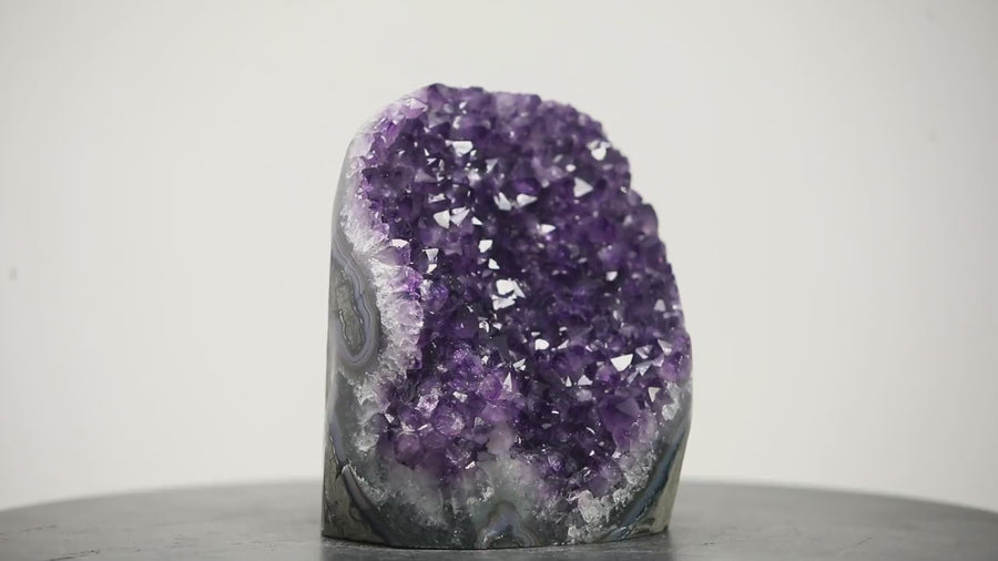 Beautiful Amethyst Cathedral with Shinny Crystals & Agate Shell - CBP0930